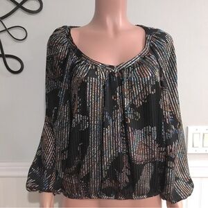 Maeve Anthropologie NWOT Paisley Madeira Burnout Balloon Sleeve Top size Small